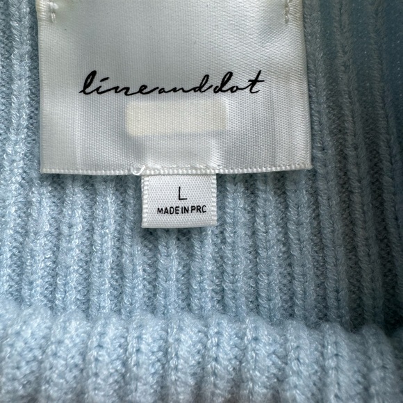 Line and Dot Blue Sweater with Balloon Sleeve Size Large - Picture 3 of 4